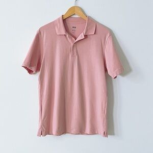Uniqlo Men’s Dry Pique Short Sleeve Everyday Polo Shirt Pink Cotton Summer Sz S